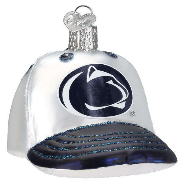 Old World Christmas Penn State Baseball Cap Blown Glass Ornament