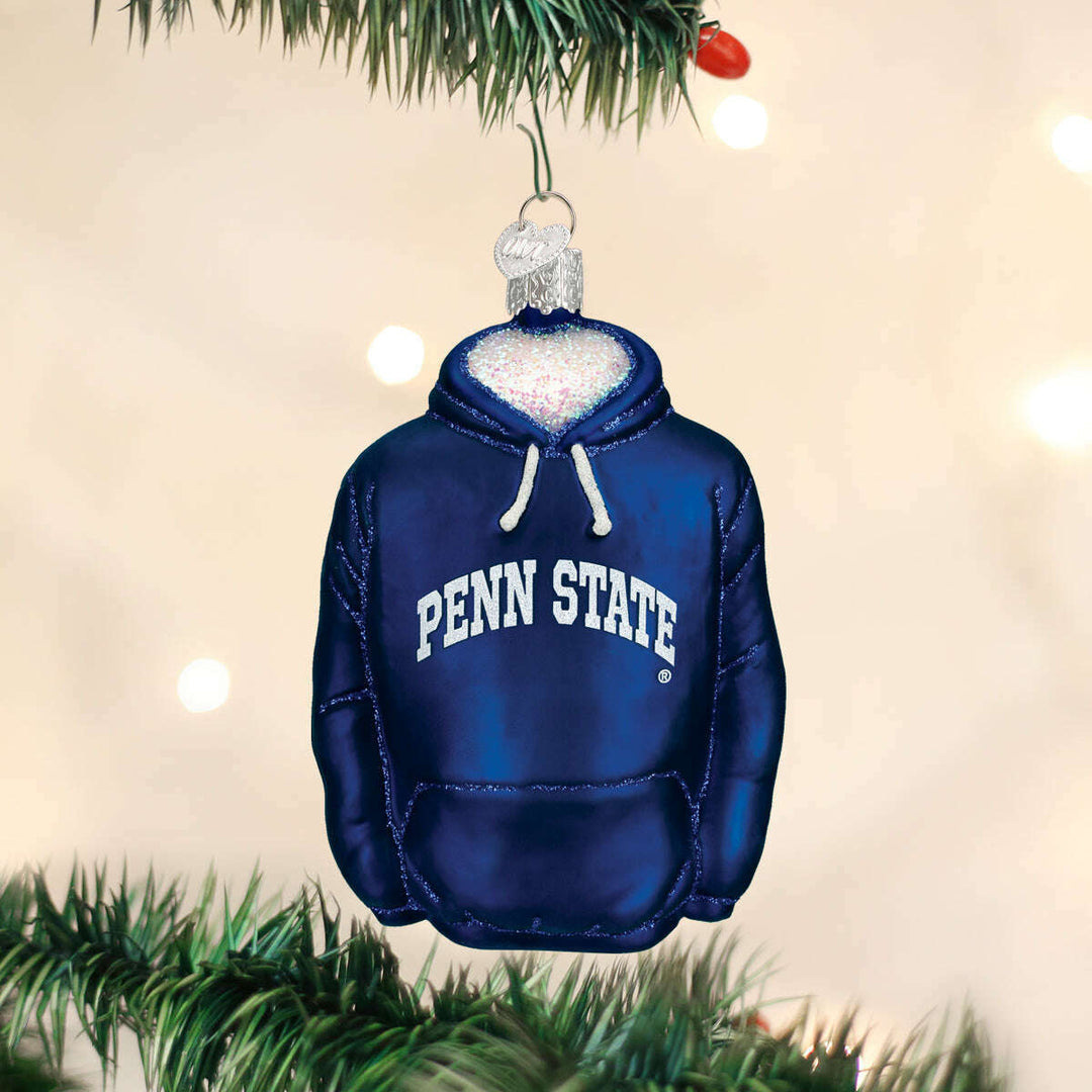 Old World Christmas Penn State Nittany Lions Hoodie Blown Glass Ornament