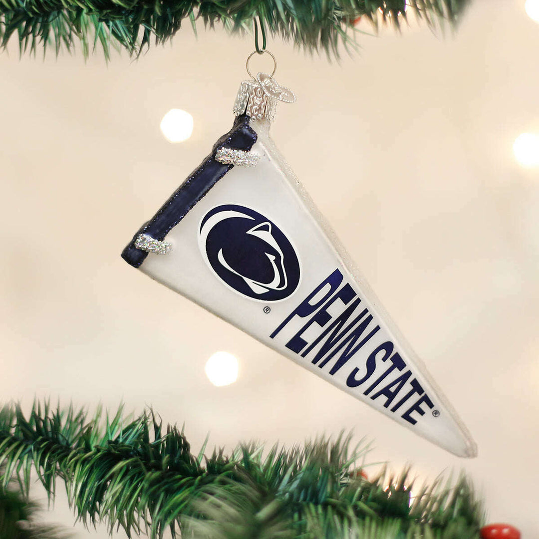 Old World Christmas Penn State Nittany Lions Pennant Blown Glass Ornament