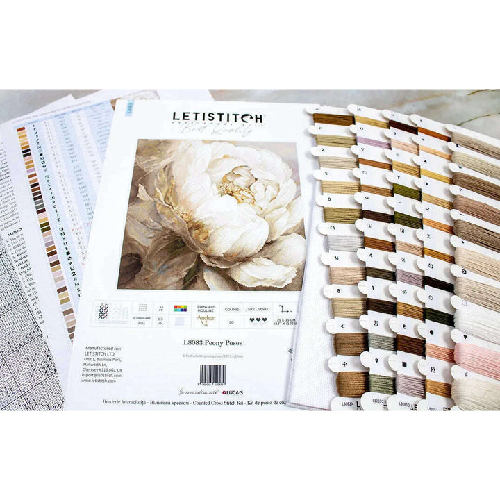 Peony Poses L8083 Counted Cross Stitch Kit