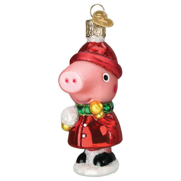 Old World Christmas Peppa Pig with Snowball Blown Glass Ornament