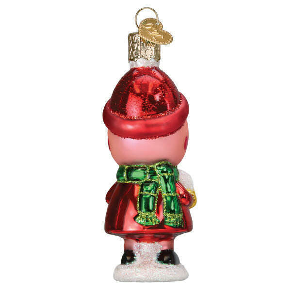 Old World Christmas Peppa Pig with Snowball Blown Glass Ornament