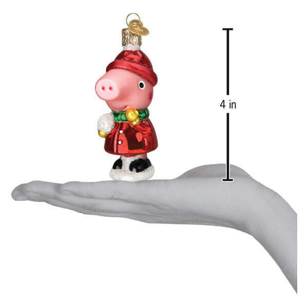 Old World Christmas Peppa Pig with Snowball Blown Glass Ornament