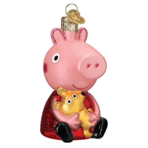 Old World Christmas Peppa Pig With Teddy Blown Glass Ornament