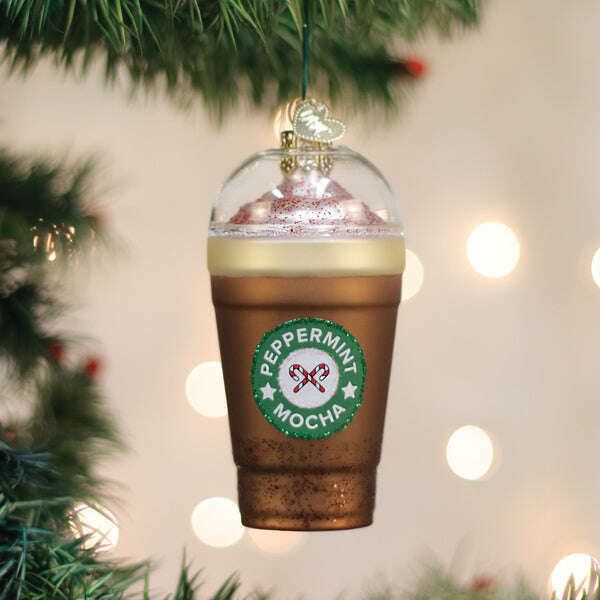 Old World Christmas Peppermint Mocha Blown Glass Ornament