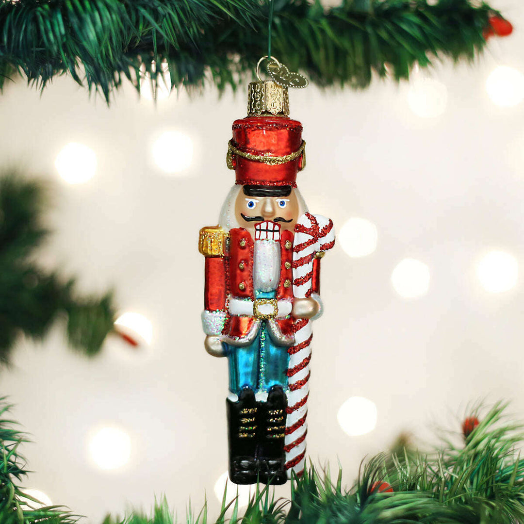 Old World Christmas Peppermint Nutcracker Blown Glass Ornament