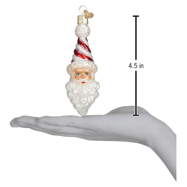 Old World Christmas Peppermint Twist Santa Blown Glass Ornament