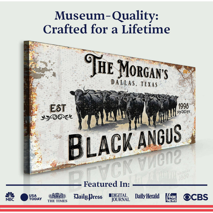 Personalized Black Angus Cattle Sign II