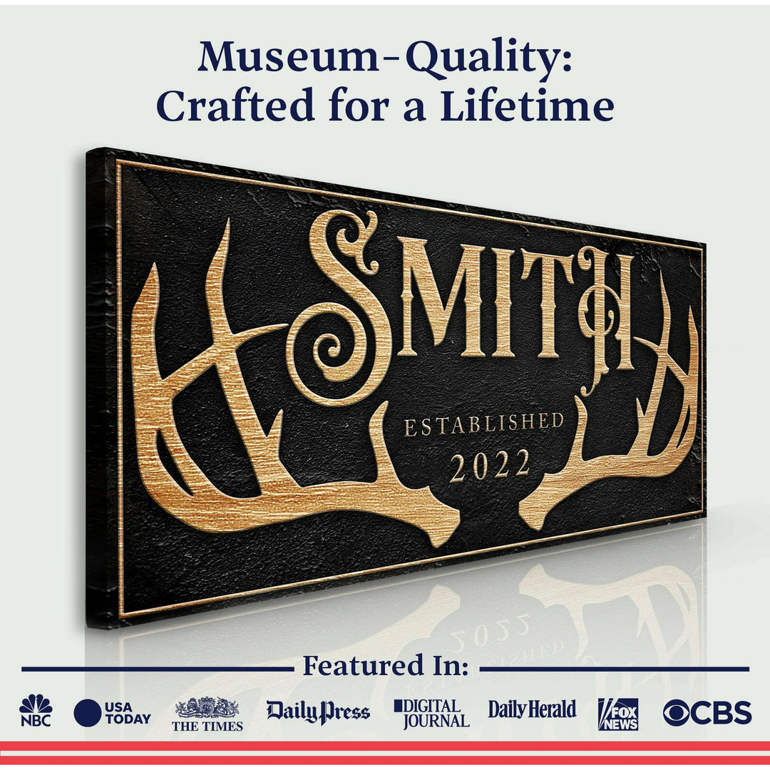 Personalized Family Antler Sign