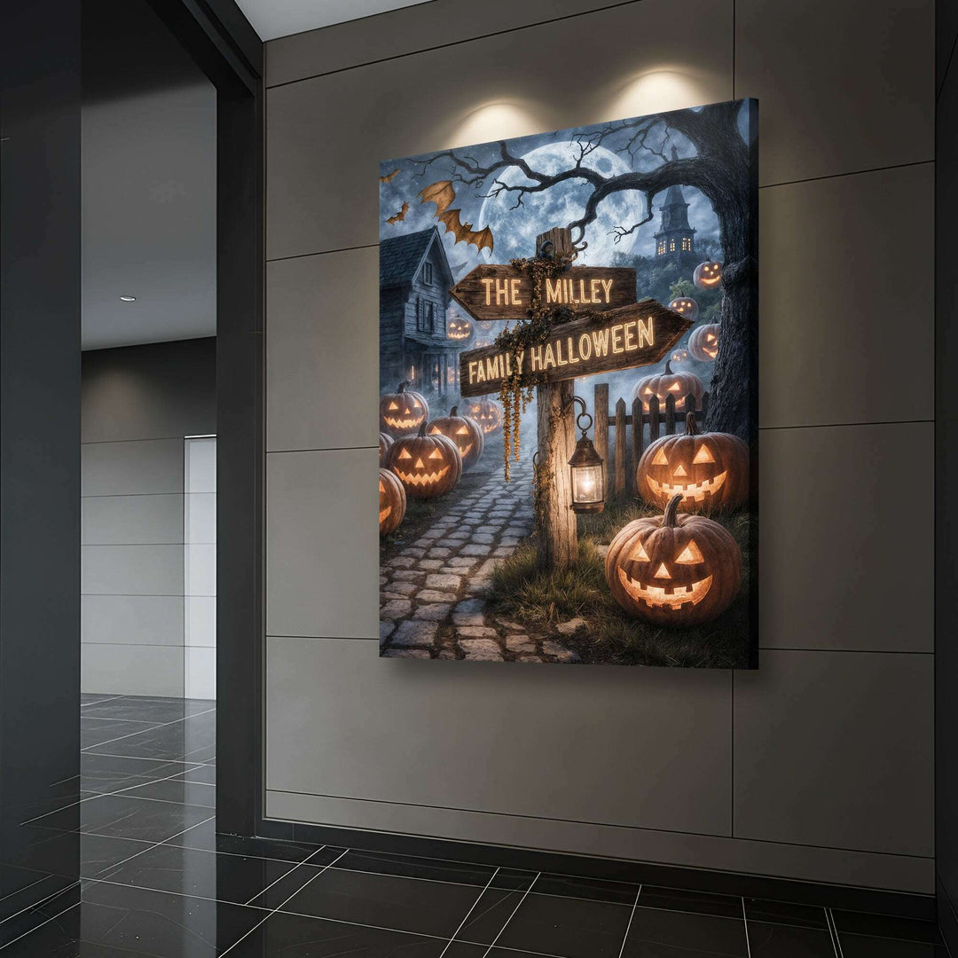Personalized Family Name Street Sign Halloween Wall Art