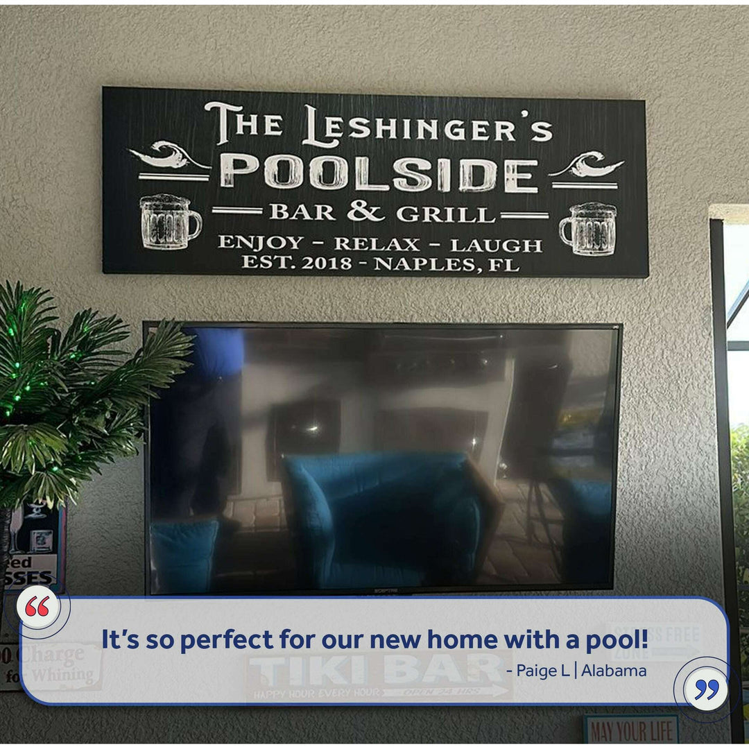 Personalized Poolside Bar And Grill Sign III