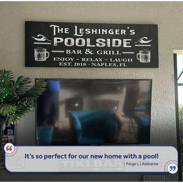 Personalized Poolside Bar And Grill Sign III