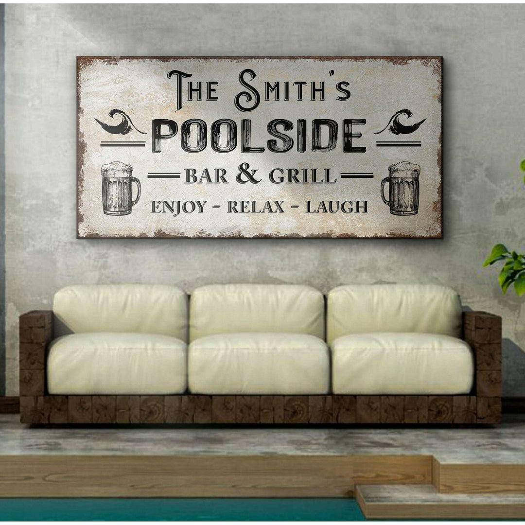 Personalized Poolside Bar And Grill Sign