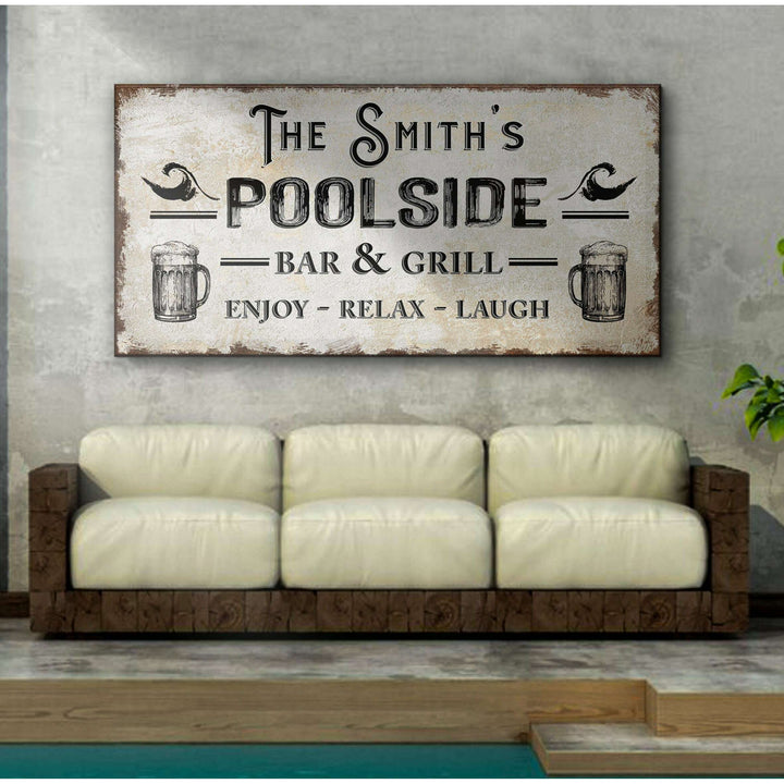 Personalized Poolside Bar And Grill Sign