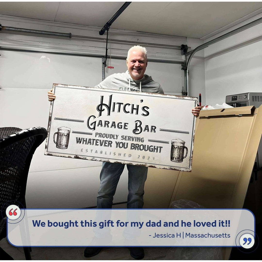 Personalized Rustic Garage Sign for Home Bar: Enhance Your Man Cave Wall Decor with Personalized Basement Bar Sign