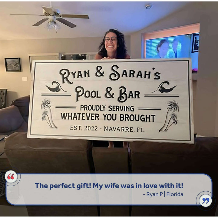 Personalized Rustic Pool Sign