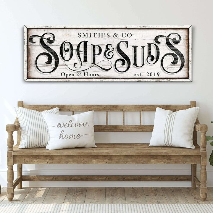 Personalized Soap And Suds Laundry Sign