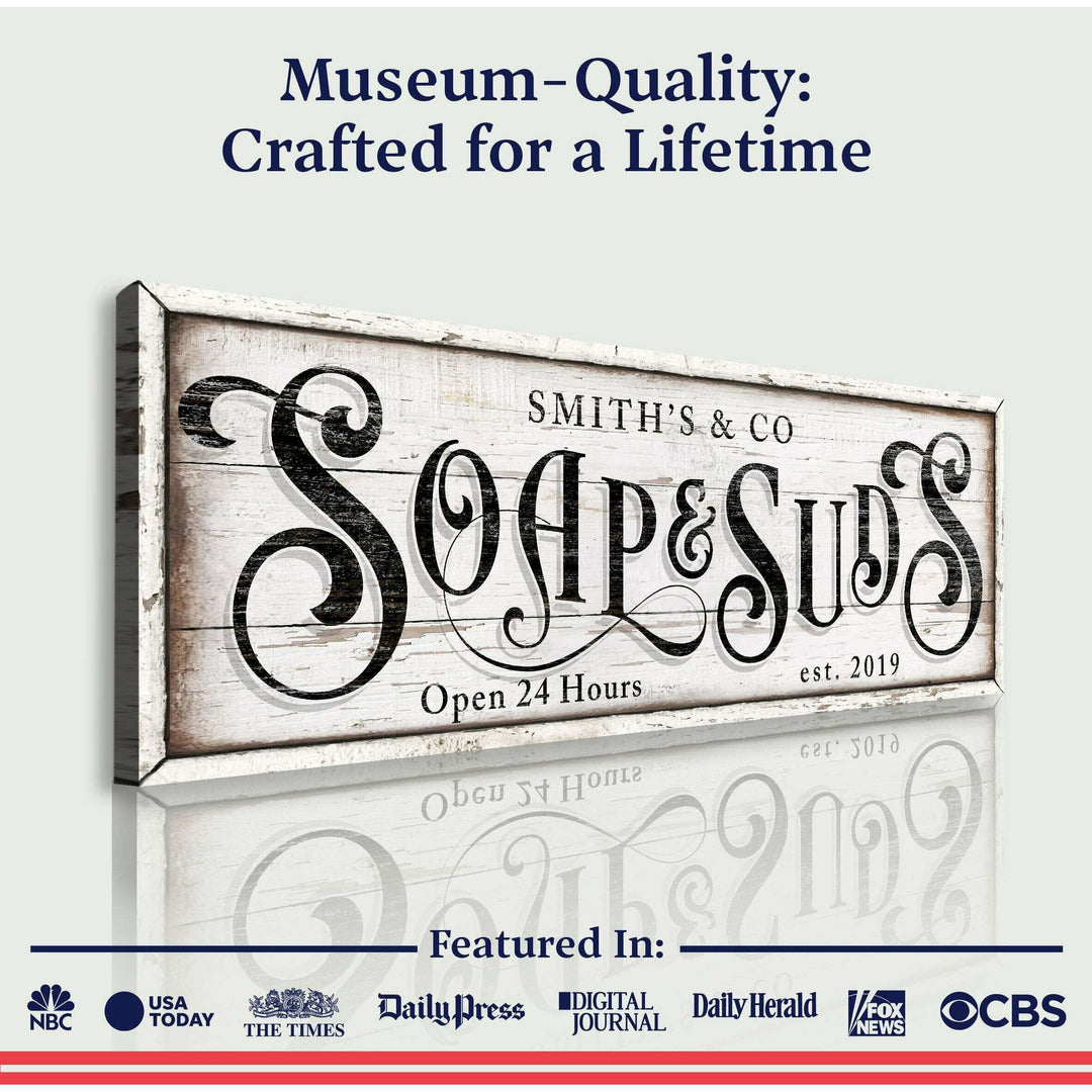Personalized Soap And Suds Laundry Sign