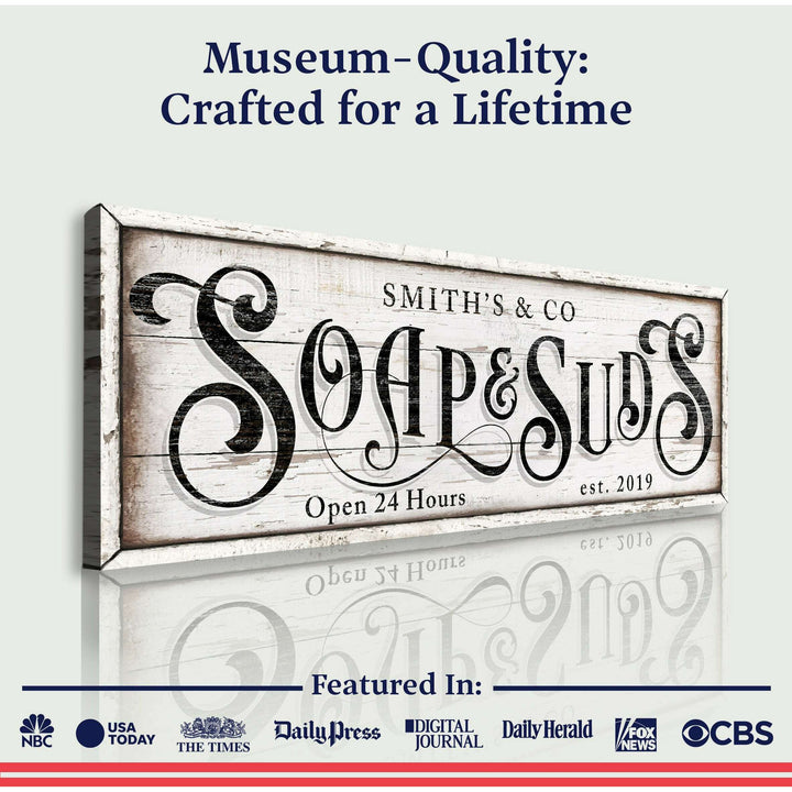 Personalized Soap And Suds Laundry Sign