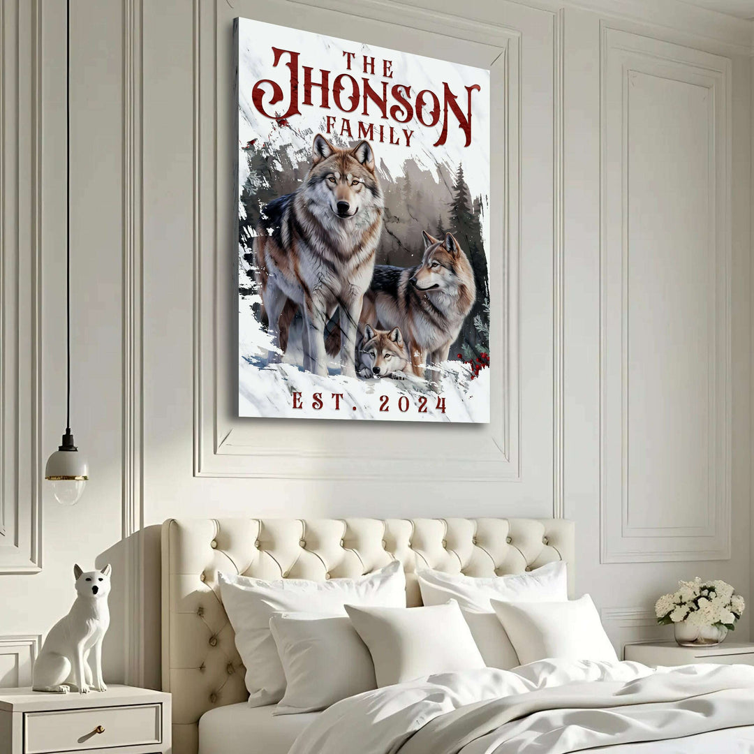 Personalized Wolf Family Wall Art