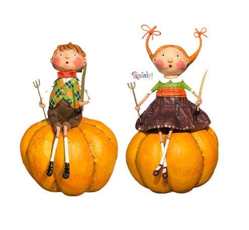 Peter & Prissy Pumpkin Eater Figurines Set of 2 by Lori Mitchell - Quirks!