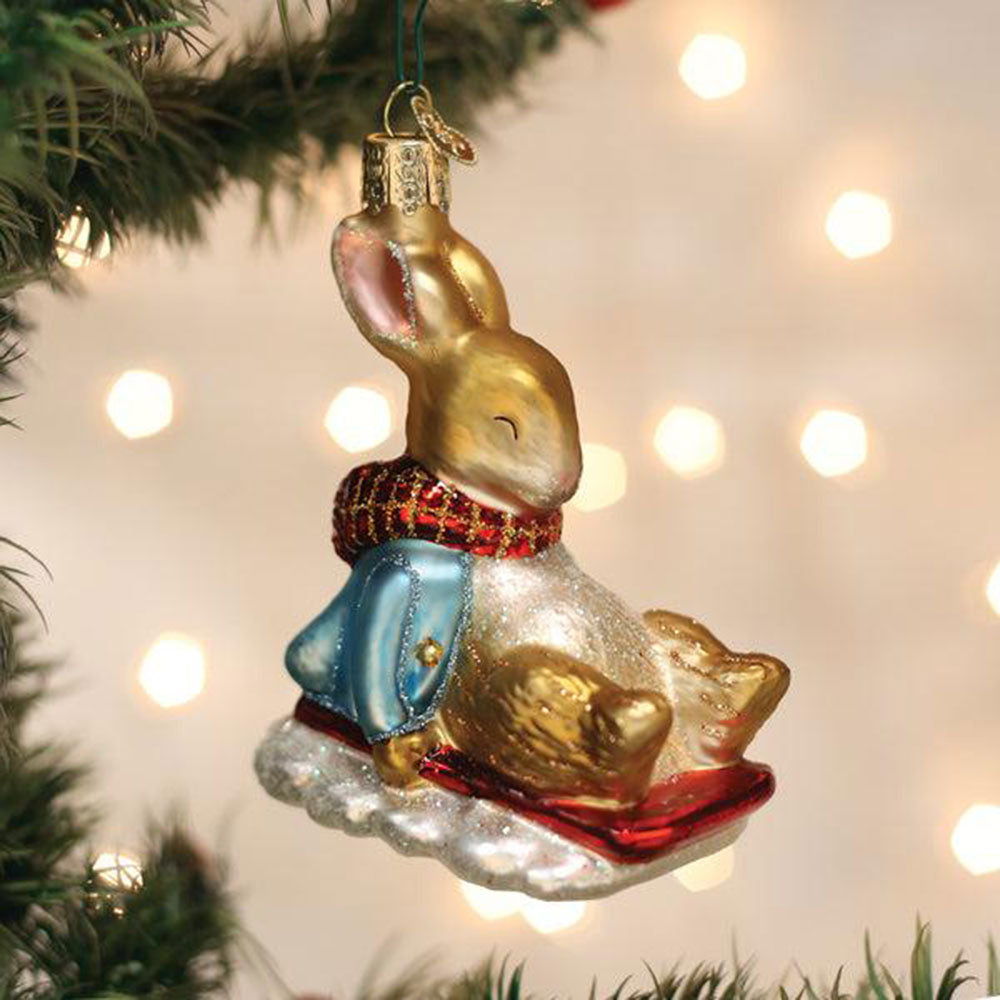 Peter Rabbit On Sled Ornament by Old World Christmas image 1