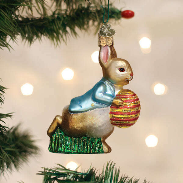 Old World Christmas Peter Rabbit With Easter Egg Blown Glass Ornament