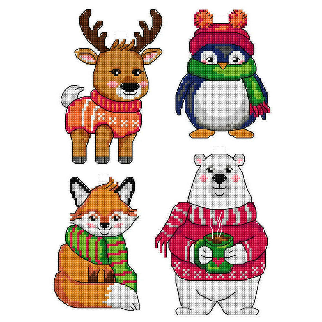 Pets in Sweaters 185CS Counted cross stitch kit with plastic canvas
