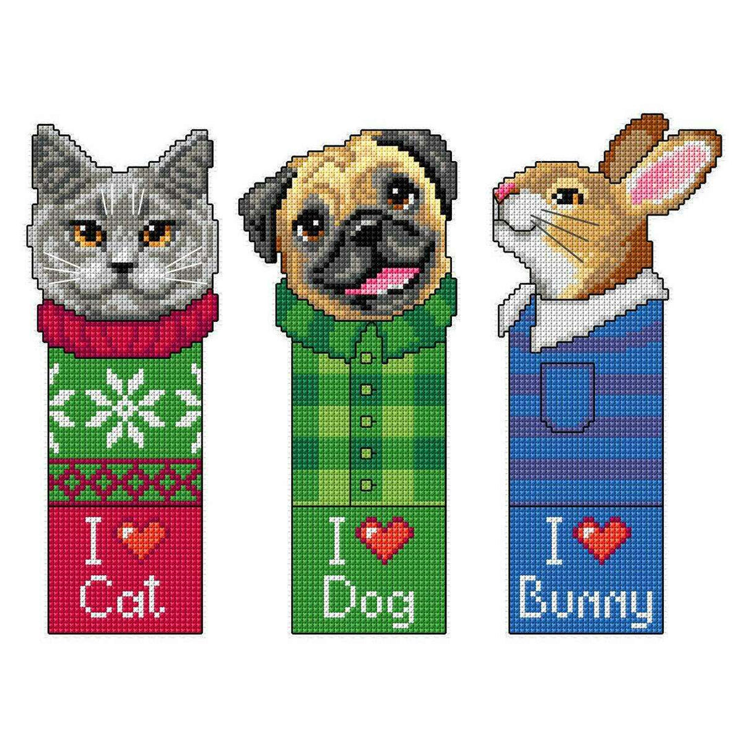 Pets set of 3 designs 7696 Counted Cross-Stitch Kit