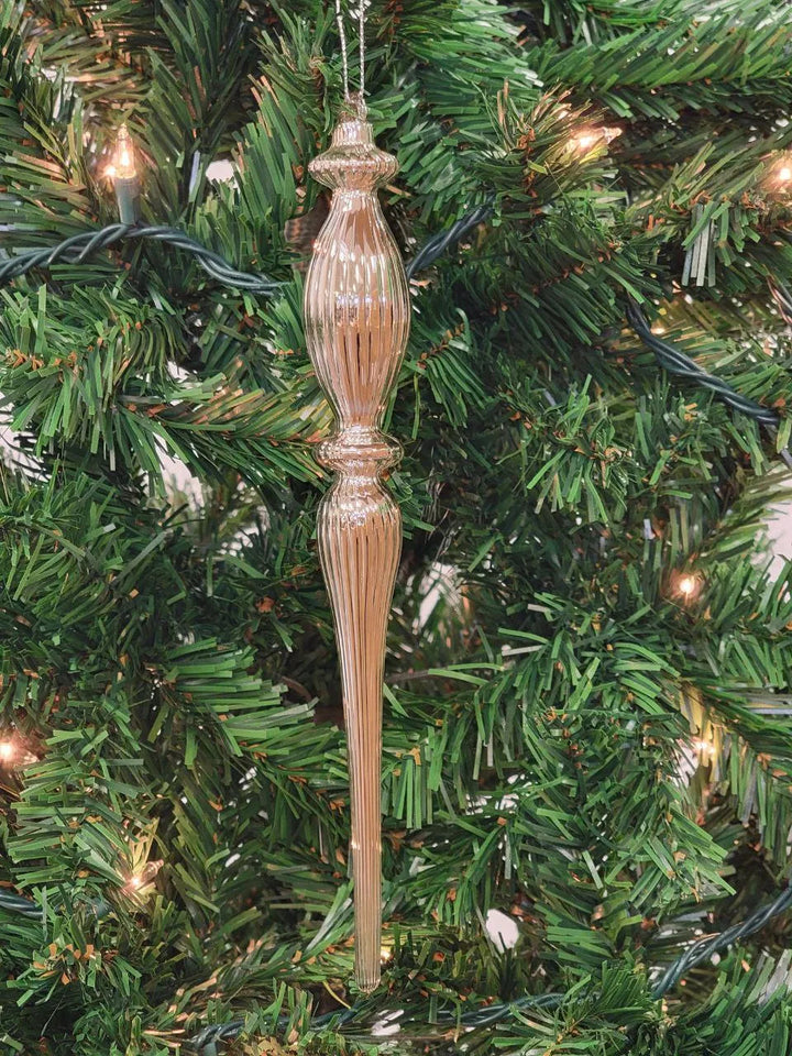 Gold Elongated Finial Glass Christmas Ornament F07M7-2-LH76-24618