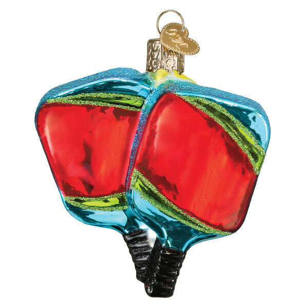 Old World Christmas Pickleball Paddles Blown Glass Ornament