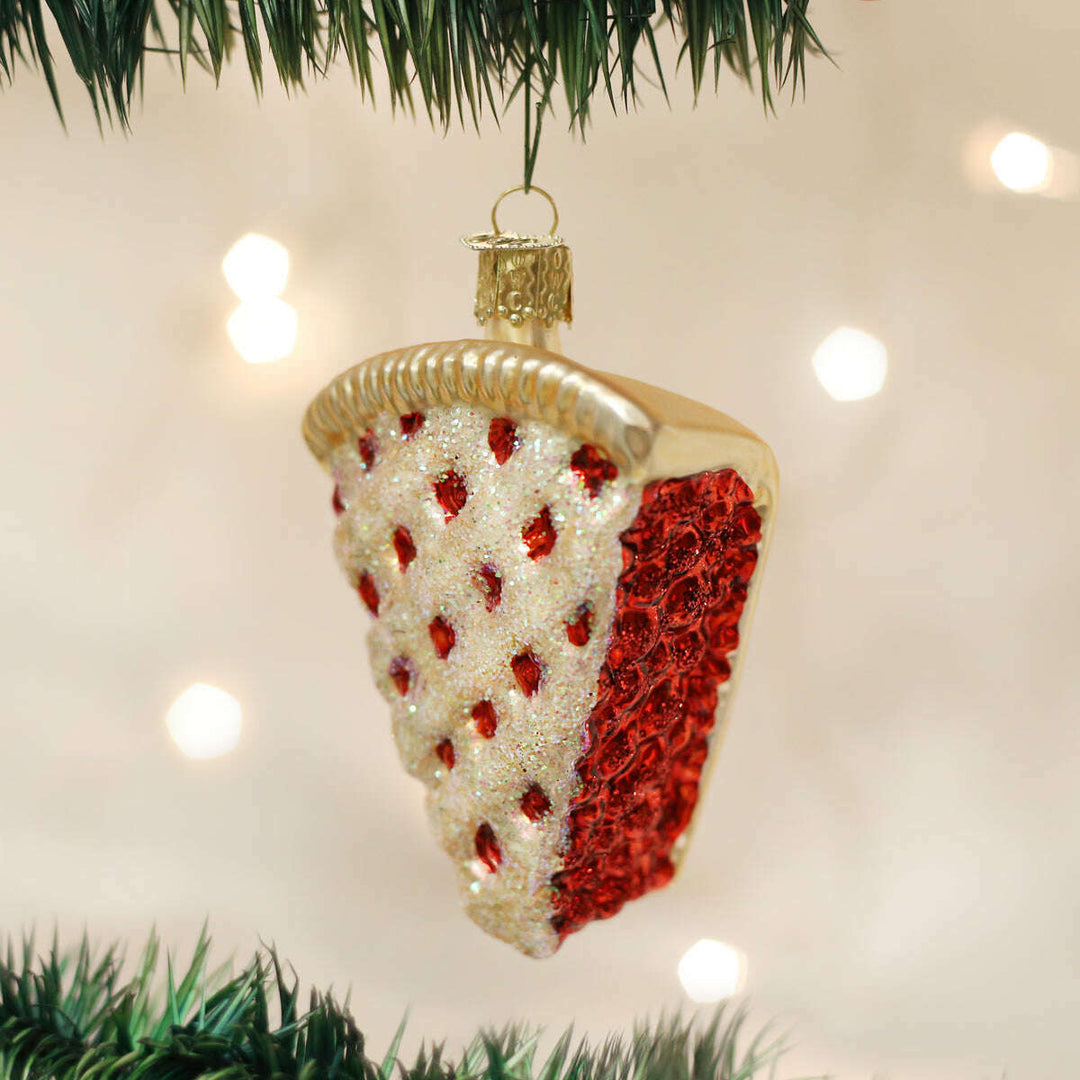 Old World Christmas Piece of Cherry Pie Blown Glass Ornament