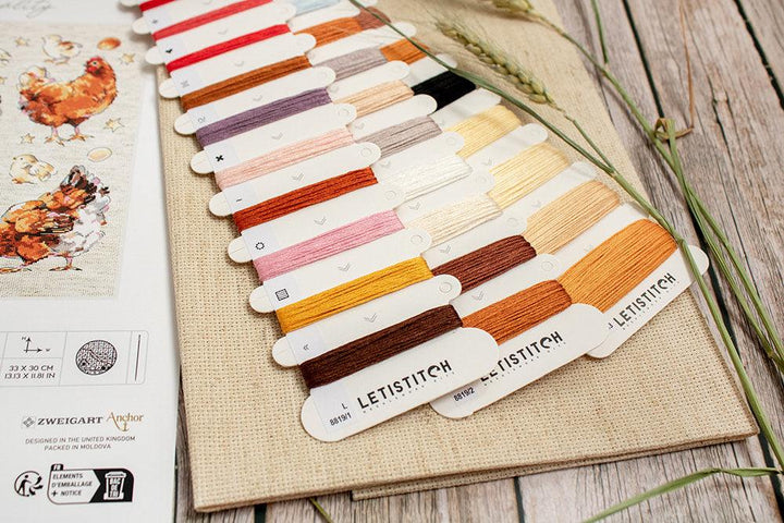 Pied Hens L8819 Counted Cross Stitch Kit