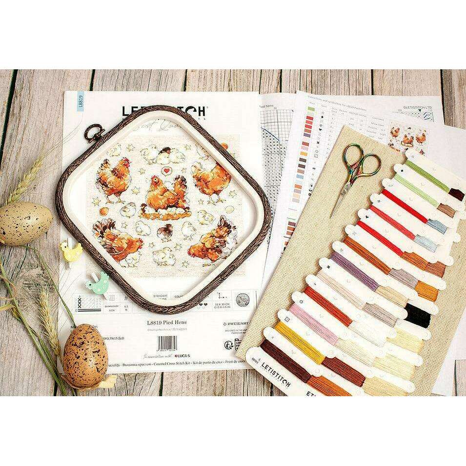 Pied Hens L8819 Counted Cross Stitch Kit