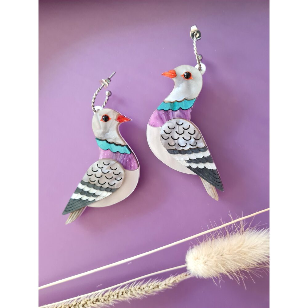 Pigeon Earrings by Cherryloco Jewellery