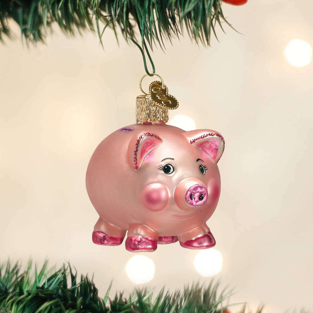 Old World Christmas Piggy Bank Blown Glass Ornament
