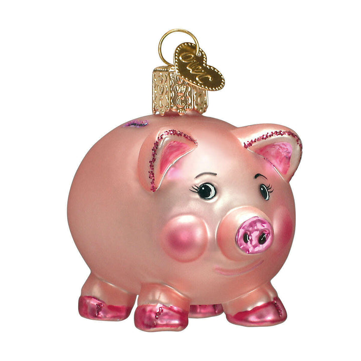 Old World Christmas Piggy Bank Blown Glass Ornament