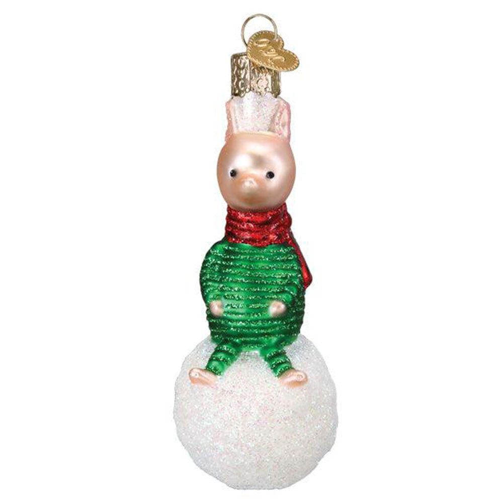 Piglet On Snowball Ornament by Old World Christmas image