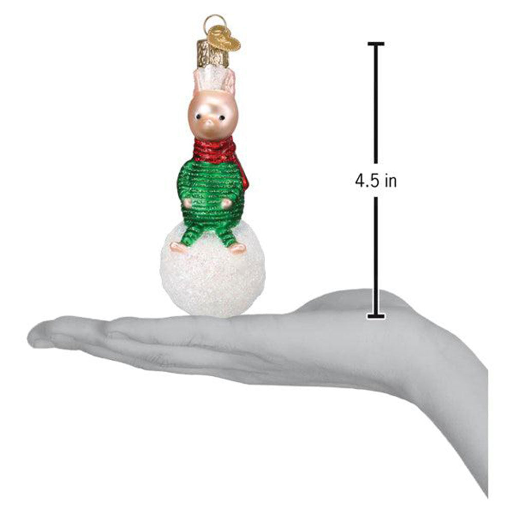Piglet On Snowball Ornament by Old World Christmas image 4