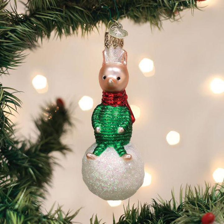 Piglet On Snowball Ornament by Old World Christmas image 1