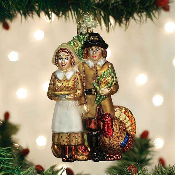 Old World Christmas Pilgrim Thanksgiving Blown Glass Ornament