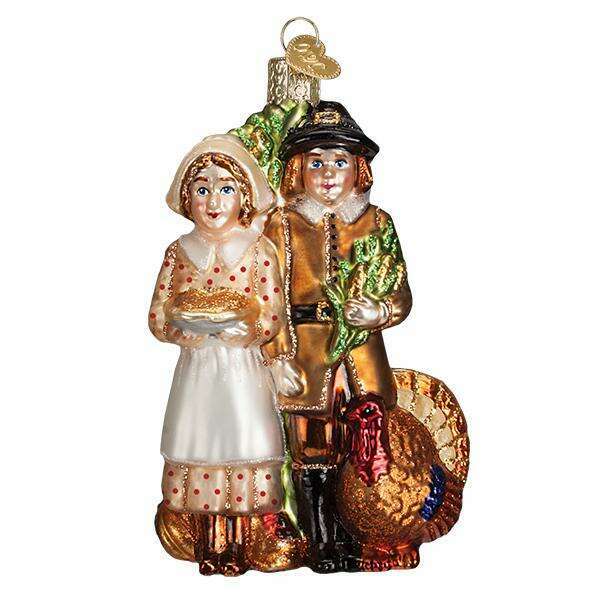 Old World Christmas Pilgrim Thanksgiving Blown Glass Ornament