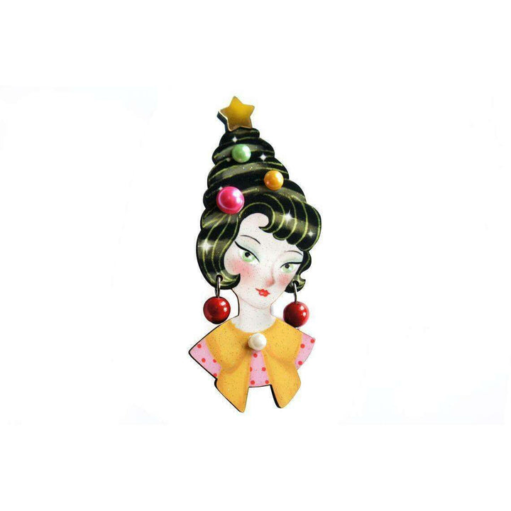 Pin up Lady with Christmas hairstyle Brooch by Laliblue - Quirks!