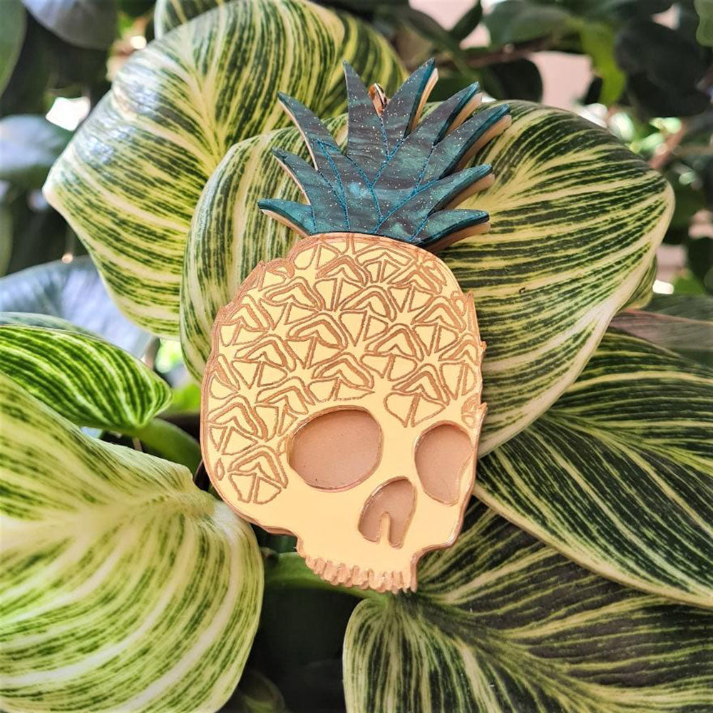 Pineapple Skull Brooch by Cherryloco Jewellery 3
