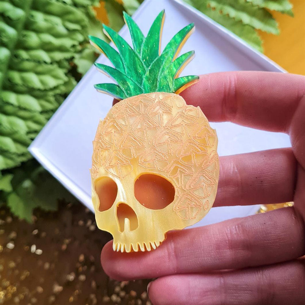 Pineapple Skull Brooch by Cherryloco Jewellery 4