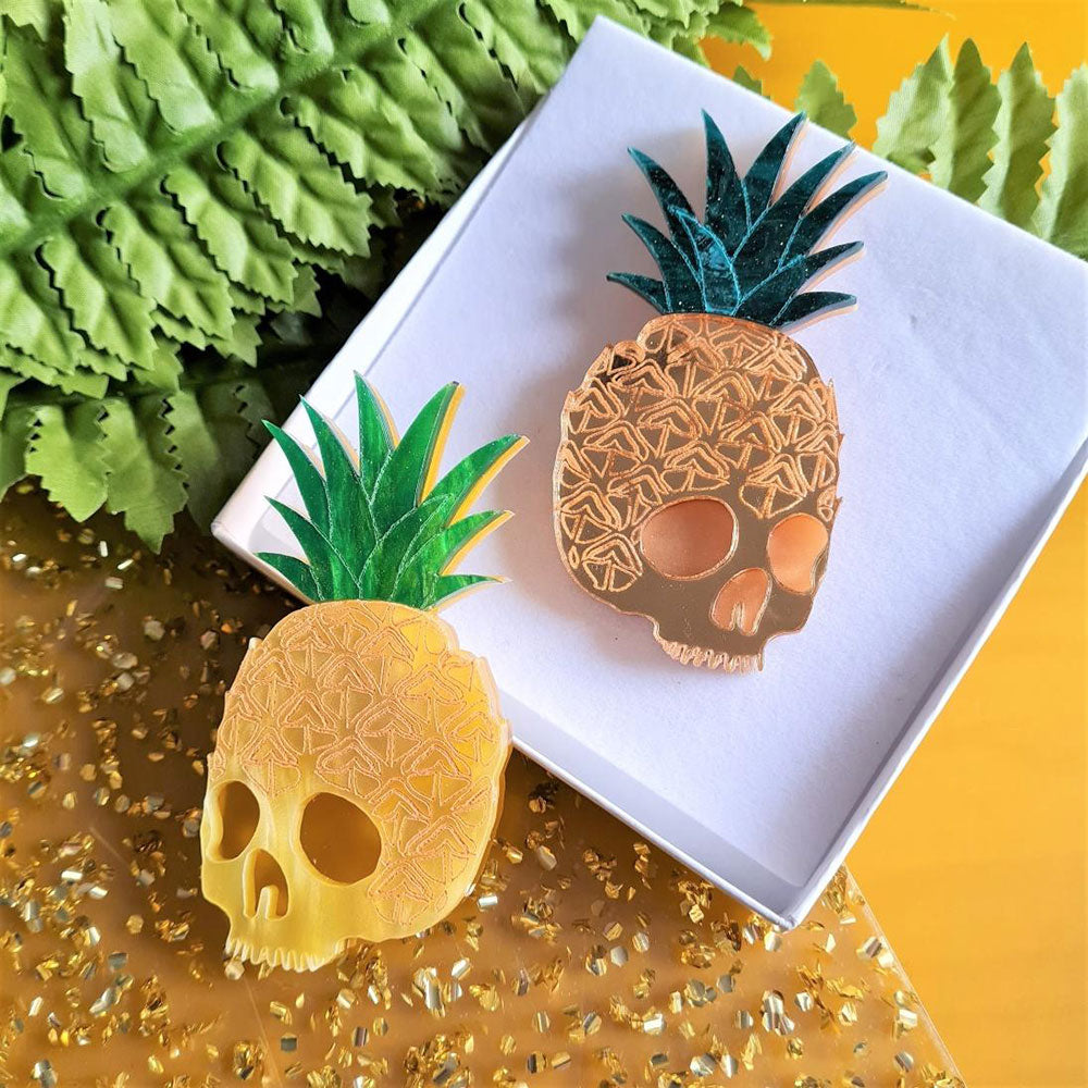Pineapple Skull Brooch by Cherryloco Jewellery 2