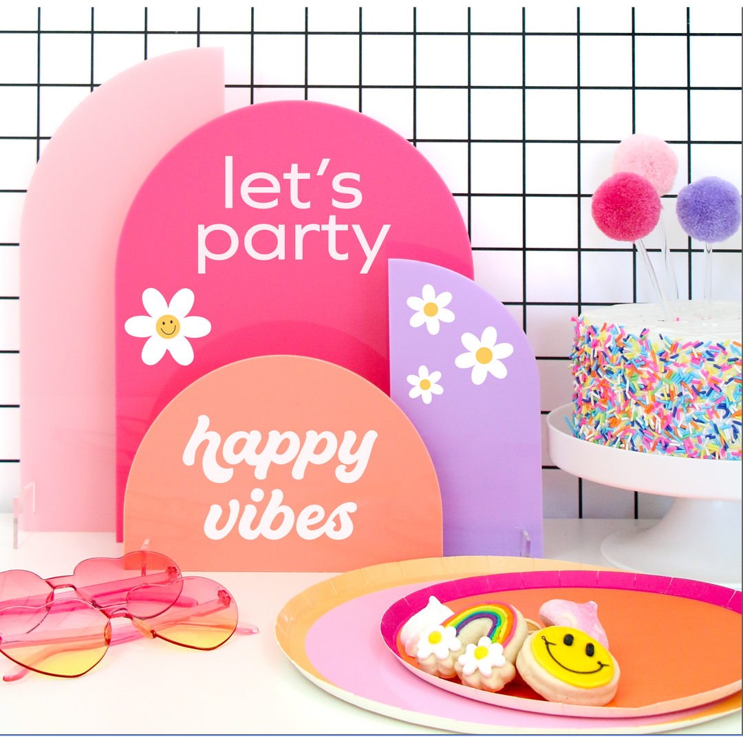 Pink and Coral Acrylic Party Decor Stands