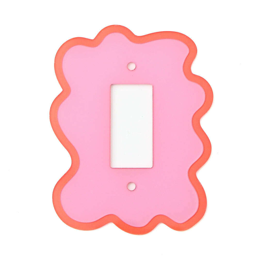 Pink and coral squiggle light switch cover