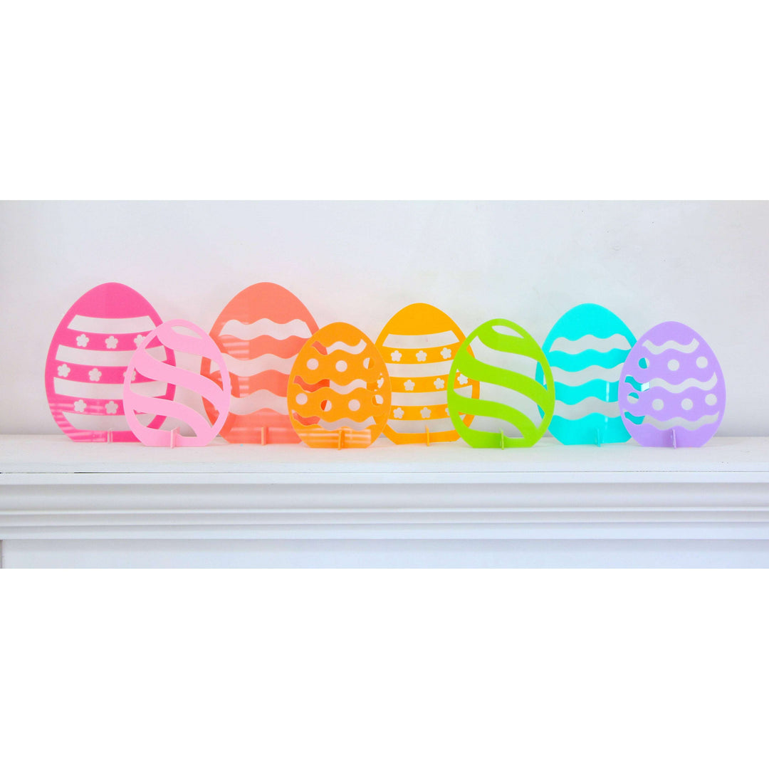 Pink and orange acrylic Easter egg standing decor