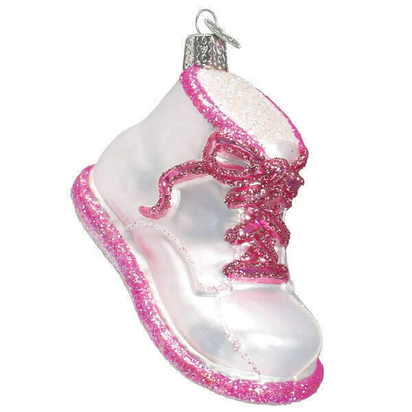 Old World Christmas Pink Baby Shoe Blown Glass Ornament